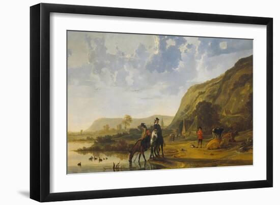 River Landscape with Riders, C. 1655-Aelbert Cuyp-Framed Giclee Print