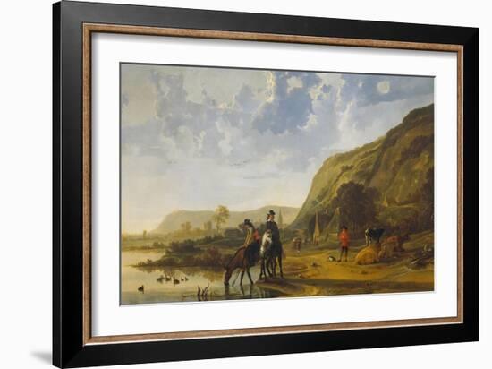 River Landscape with Riders, C. 1655-Aelbert Cuyp-Framed Giclee Print