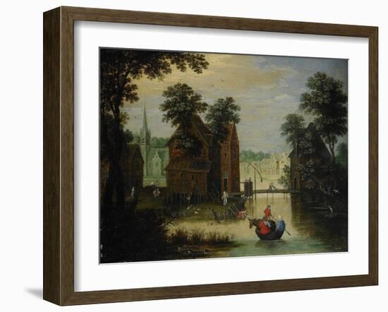 River Landscape with the Flight into Egypt, 1616-Maerten Ryckaert-Framed Giclee Print