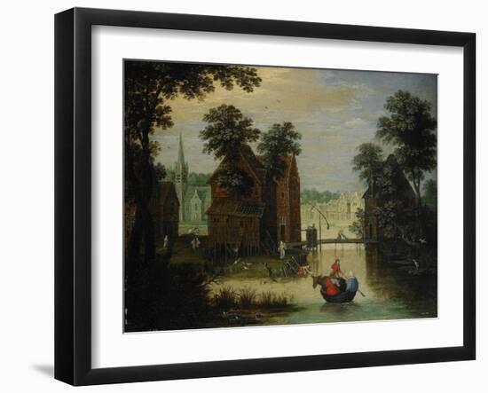 River Landscape with the Flight into Egypt, 1616-Maerten Ryckaert-Framed Giclee Print