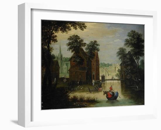 River Landscape with the Flight into Egypt, 1616-Maerten Ryckaert-Framed Giclee Print