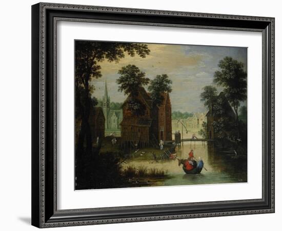 River Landscape with the Flight into Egypt, 1616-Maerten Ryckaert-Framed Giclee Print