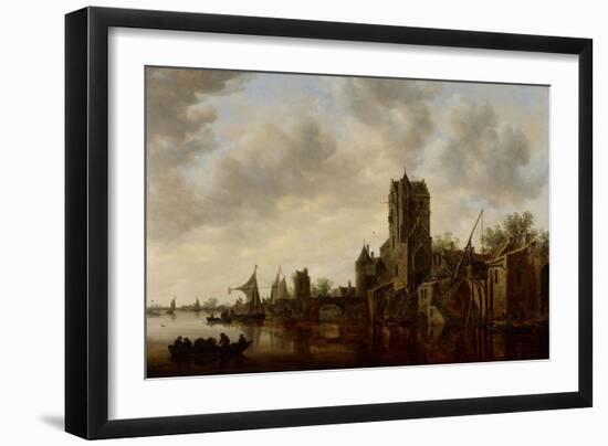 River Landscape with the Pellecussen Gate Near Utrecht, 1648-Jan Van Goyen-Framed Giclee Print