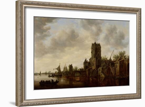 River Landscape with the Pellecussen Gate Near Utrecht, 1648-Jan Van Goyen-Framed Giclee Print