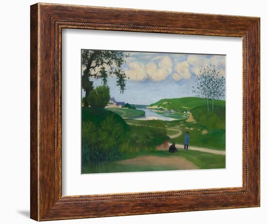 River Landscape with Two Figures, 1918-Felix Vallotton-Framed Giclee Print