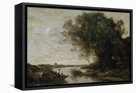 River Landscape-Jean-Baptiste-Camille Corot-Framed Premier Image Canvas