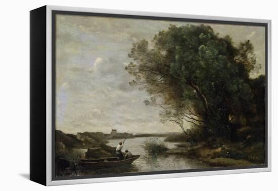 River Landscape-Jean-Baptiste-Camille Corot-Framed Premier Image Canvas