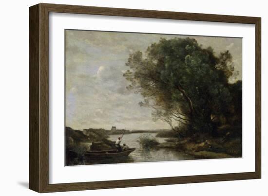 River Landscape-Jean-Baptiste-Camille Corot-Framed Giclee Print