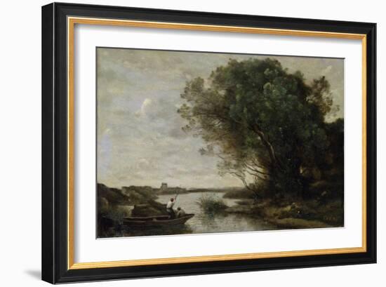 River Landscape-Jean-Baptiste-Camille Corot-Framed Giclee Print