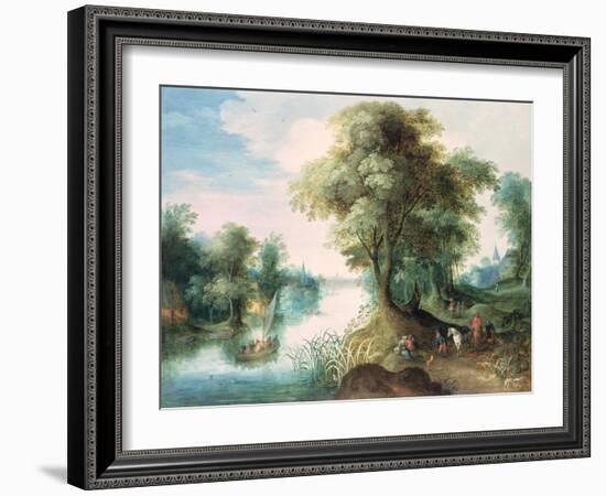 River Landscape-Jan Brueghel the Elder-Framed Giclee Print