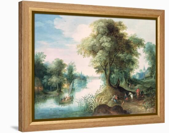 River Landscape-Jan Brueghel the Elder-Framed Premier Image Canvas