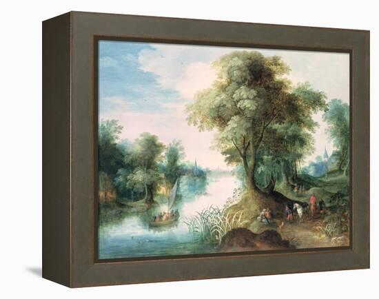 River Landscape-Jan Brueghel the Elder-Framed Premier Image Canvas