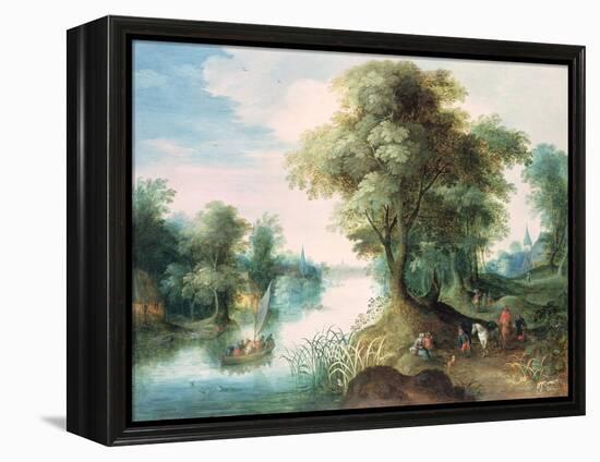 River Landscape-Jan Brueghel the Elder-Framed Premier Image Canvas