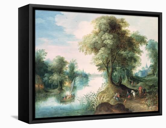 River Landscape-Jan Brueghel the Elder-Framed Premier Image Canvas