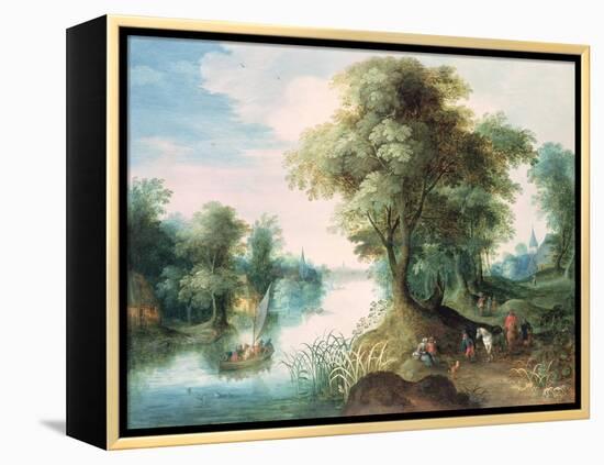 River Landscape-Jan Brueghel the Elder-Framed Premier Image Canvas