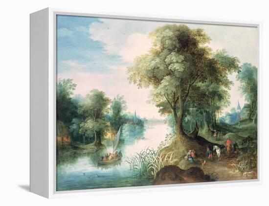 River Landscape-Jan Brueghel the Elder-Framed Premier Image Canvas