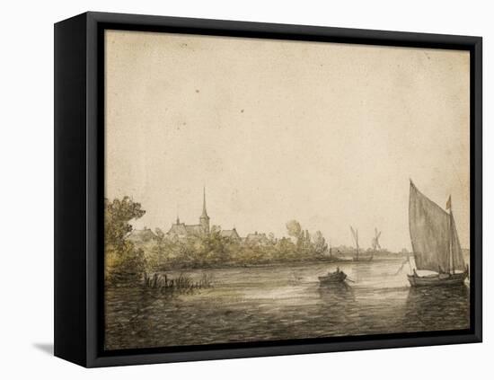 River Landscape-Aelbert Cuyp-Framed Premier Image Canvas