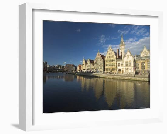 River Leie and Guildhouses on Graslei, Ghent, East Flanders, Belgium-Alan Copson-Framed Photographic Print