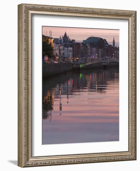 River Liffey at Dusk, Ha'Penny Bridge, Dublin, Republic of Ireland, Europe-Martin Child-Framed Photographic Print