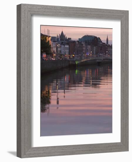 River Liffey at Dusk, Ha'Penny Bridge, Dublin, Republic of Ireland, Europe-Martin Child-Framed Photographic Print