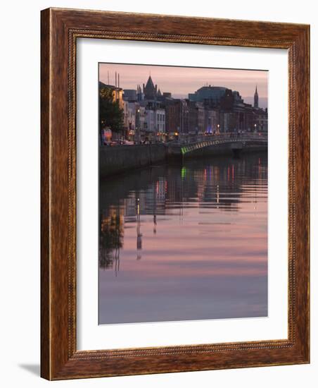 River Liffey at Dusk, Ha'Penny Bridge, Dublin, Republic of Ireland, Europe-Martin Child-Framed Photographic Print