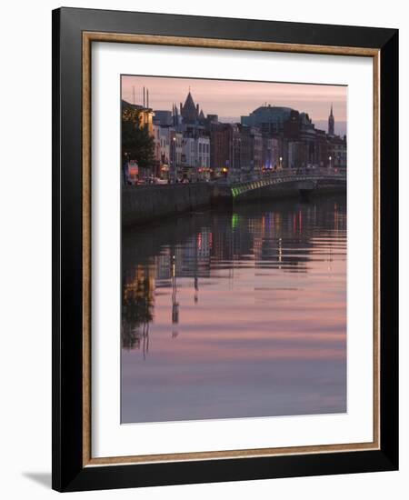 River Liffey at Dusk, Ha'Penny Bridge, Dublin, Republic of Ireland, Europe-Martin Child-Framed Photographic Print