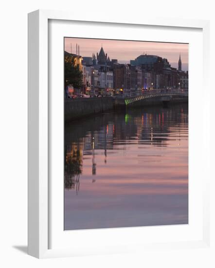 River Liffey at Dusk, Ha'Penny Bridge, Dublin, Republic of Ireland, Europe-Martin Child-Framed Photographic Print