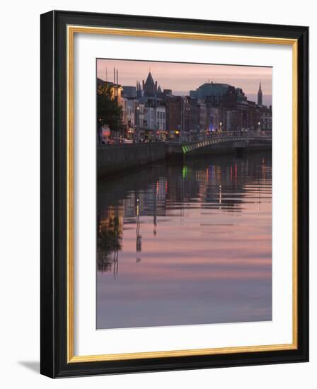 River Liffey at Dusk, Ha'Penny Bridge, Dublin, Republic of Ireland, Europe-Martin Child-Framed Photographic Print