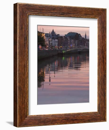 River Liffey at Dusk, Ha'Penny Bridge, Dublin, Republic of Ireland, Europe-Martin Child-Framed Photographic Print