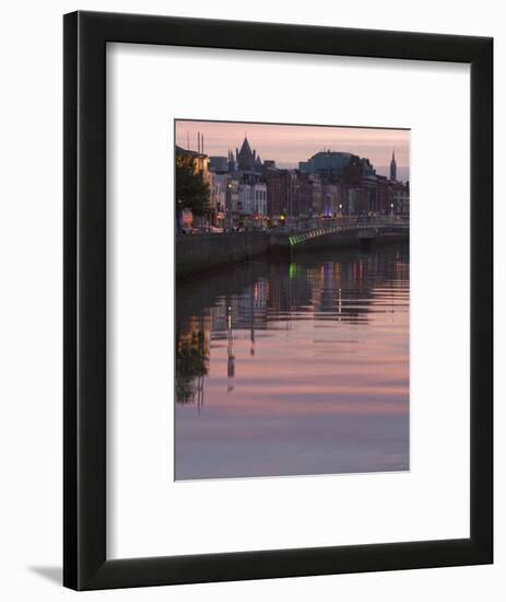 River Liffey at Dusk, Ha'Penny Bridge, Dublin, Republic of Ireland, Europe-Martin Child-Framed Photographic Print