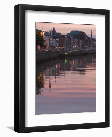 River Liffey at Dusk, Ha'Penny Bridge, Dublin, Republic of Ireland, Europe-Martin Child-Framed Photographic Print