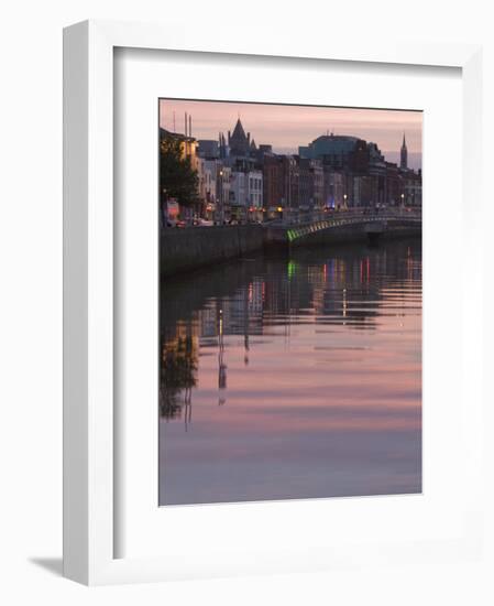 River Liffey at Dusk, Ha'Penny Bridge, Dublin, Republic of Ireland, Europe-Martin Child-Framed Photographic Print