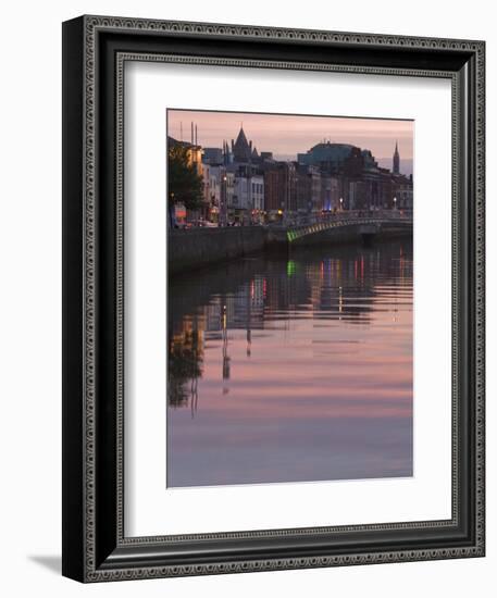 River Liffey at Dusk, Ha'Penny Bridge, Dublin, Republic of Ireland, Europe-Martin Child-Framed Photographic Print