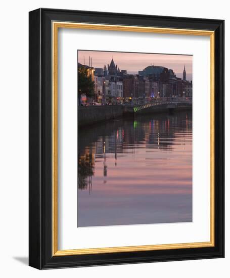 River Liffey at Dusk, Ha'Penny Bridge, Dublin, Republic of Ireland, Europe-Martin Child-Framed Photographic Print