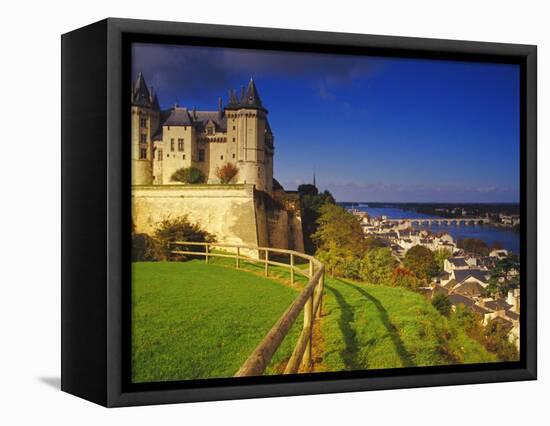 River Loire, Saumur Chateau and Pont Cessart, Saumur, Maine-Et-Loire, Loire Valley, France-David Hughes-Framed Premier Image Canvas