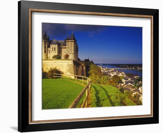 River Loire, Saumur Chateau and Pont Cessart, Saumur, Maine-Et-Loire, Loire Valley, France-David Hughes-Framed Photographic Print