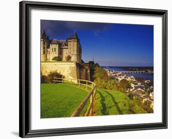 River Loire, Saumur Chateau and Pont Cessart, Saumur, Maine-Et-Loire, Loire Valley, France-David Hughes-Framed Photographic Print