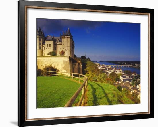 River Loire, Saumur Chateau and Pont Cessart, Saumur, Maine-Et-Loire, Loire Valley, France-David Hughes-Framed Photographic Print