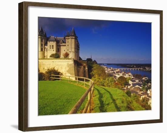 River Loire, Saumur Chateau and Pont Cessart, Saumur, Maine-Et-Loire, Loire Valley, France-David Hughes-Framed Photographic Print