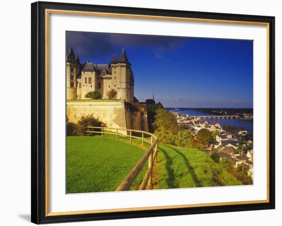 River Loire, Saumur Chateau and Pont Cessart, Saumur, Maine-Et-Loire, Loire Valley, France-David Hughes-Framed Photographic Print