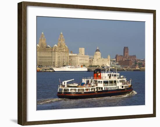 River Mersey Ferry and the Three Graces, Liverpool, Merseyside, England, United Kingdom, Europe-Charles Bowman-Framed Photographic Print