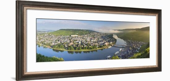 River Moselle and Bernkastel-Kues at dawn, Rhineland-Palatinate, Germany-Ian Trower-Framed Photographic Print