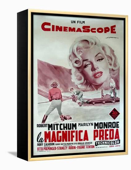 River of No Return, Italian Movie Poster, 1954-null-Framed Stretched Canvas