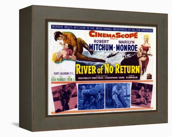 River of No Return, UK Movie Poster, 1954-null-Framed Stretched Canvas