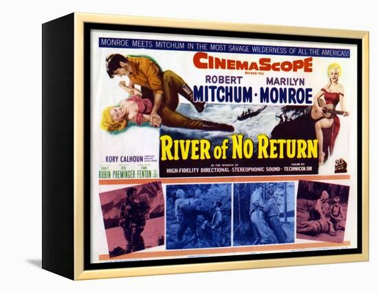 River of No Return, UK Movie Poster, 1954-null-Framed Stretched Canvas