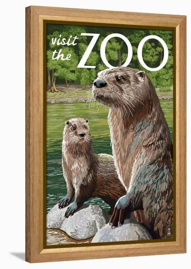 River Otter - Visit the Zoo-Lantern Press-Framed Stretched Canvas