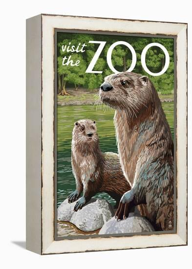 River Otter - Visit the Zoo-Lantern Press-Framed Stretched Canvas