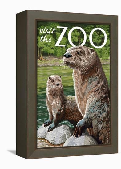 River Otter - Visit the Zoo-Lantern Press-Framed Stretched Canvas