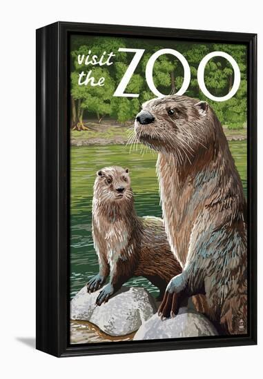 River Otter - Visit the Zoo-Lantern Press-Framed Stretched Canvas