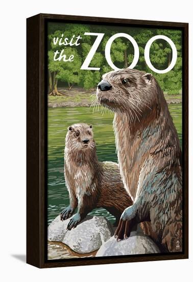 River Otter - Visit the Zoo-Lantern Press-Framed Stretched Canvas